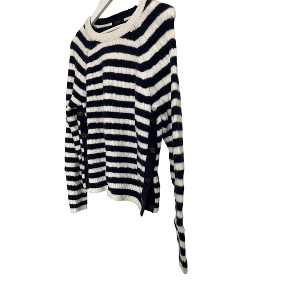 J. Crew Navy & Ivory Striped Button Side Sweater - Picture 5 of 6